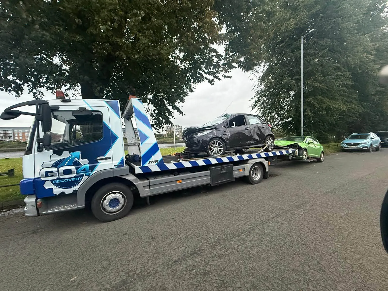 GO4 Recovery transporting an accident-damaged car